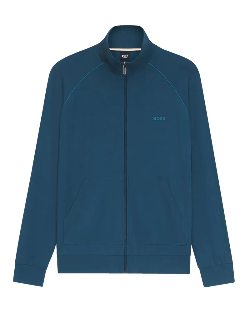 HUGO BOSS Homewear-Sweatjacke mit Logo-Stickerei in Blau