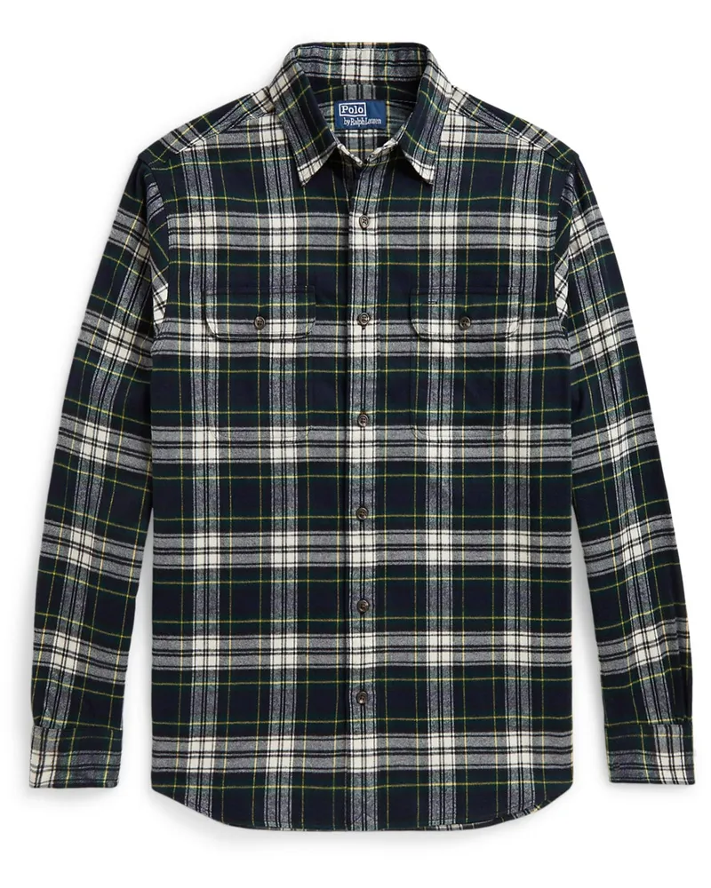 Ralph Lauren Flanellhemd mit Tartan-Muster, Classic Fit in Marine