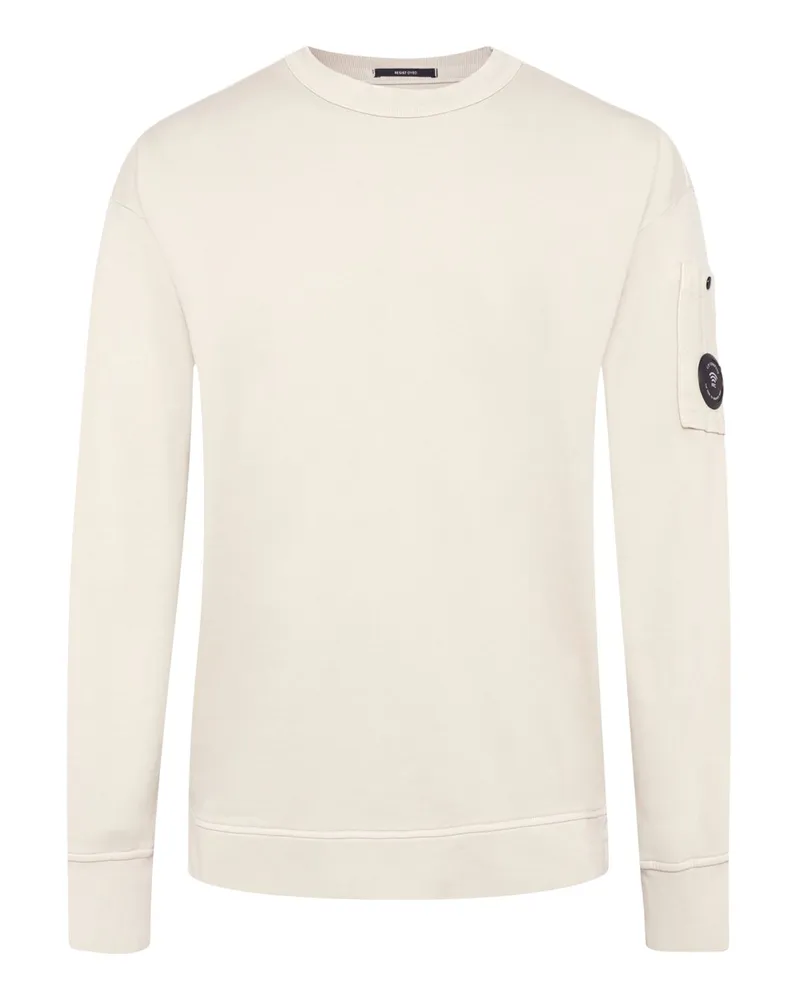 C.P. Company Sweatshirt mit Ärmeltasche und O-Neck in Offwhite