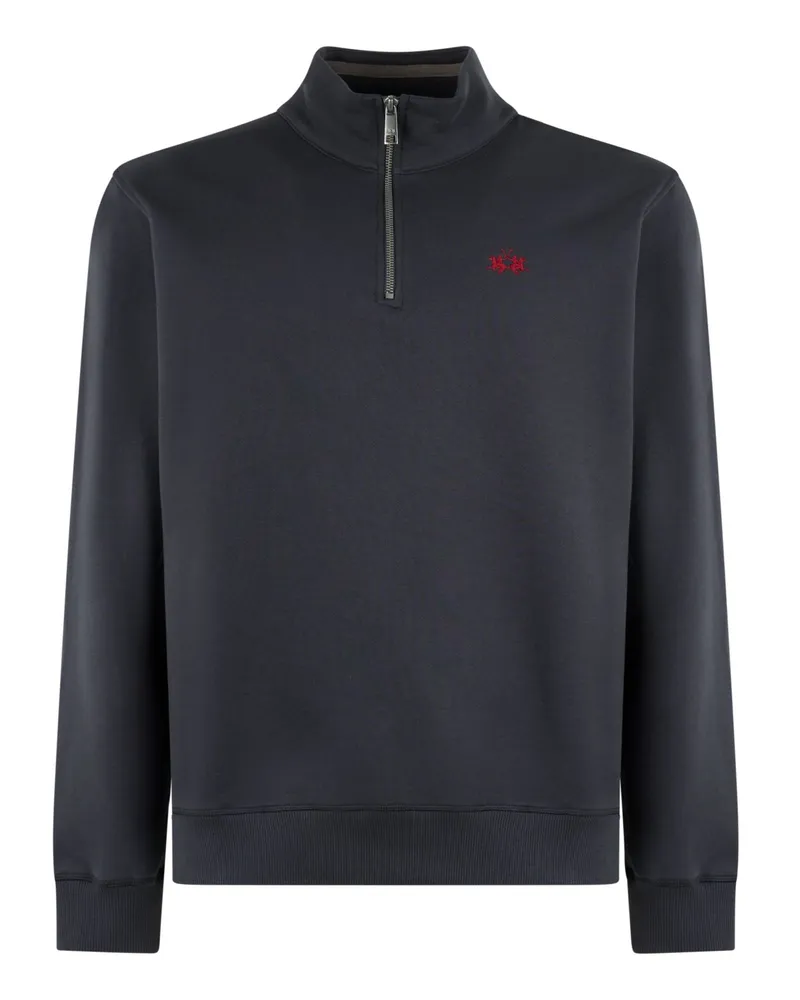La Martina Sweat-Troyer mit Logo-Stickerei, Regular in Graublau