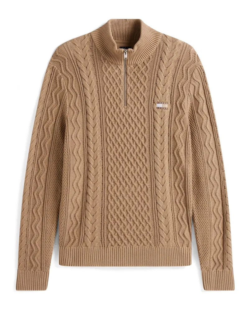 Tommy Hilfiger Troyer aus Baumwolle mit Zopfmuster in Beige