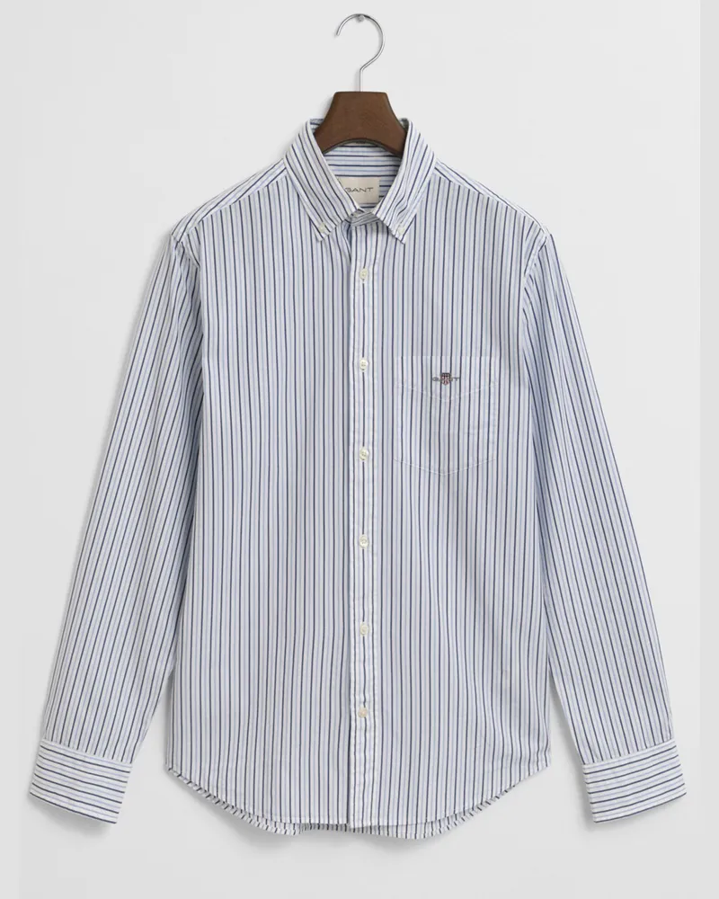 Gant Popeline-Hemd mit Streifen und Brusttasche, Classic Regular Fit in Marine