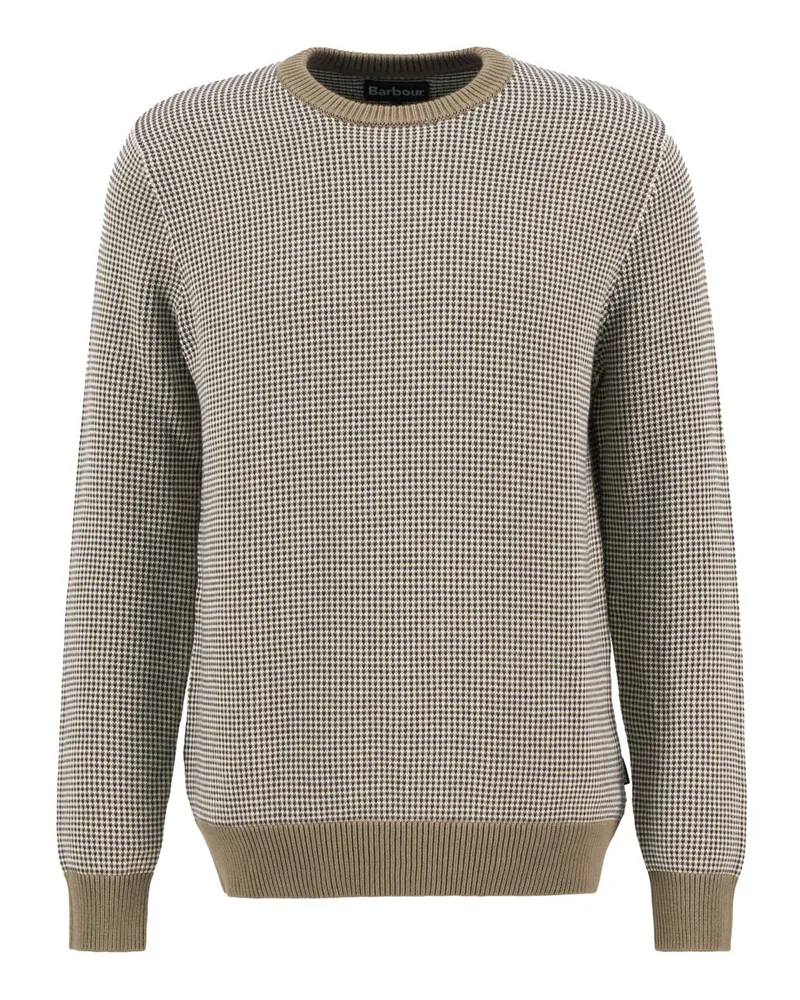 Barbour Pullover Wells mit Birdseye-Jacquardmuster aus Baumwolle in Beige