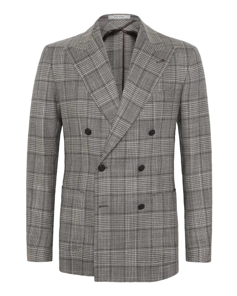 Tagliatore Zweireihiges Sakko aus Schurwolle mit Glencheck-Muster in Beige