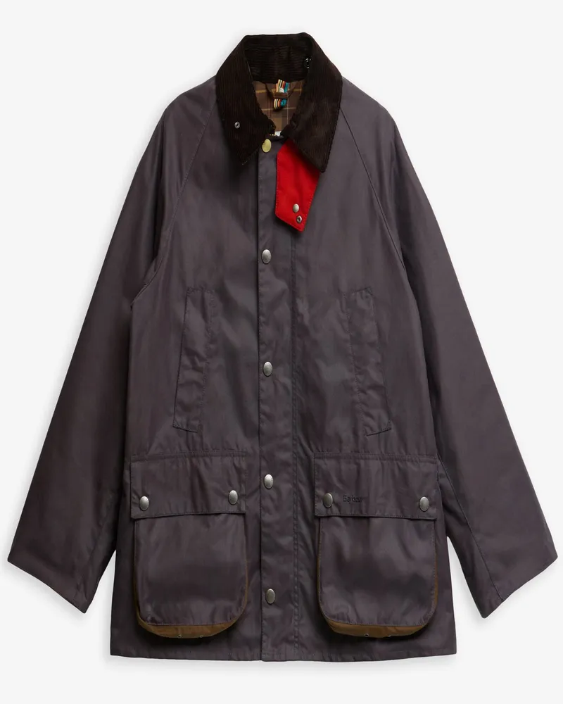 Barbour Paul Smith loves Barbour Wachsjacke Bedale mit Cordkragen in Grau