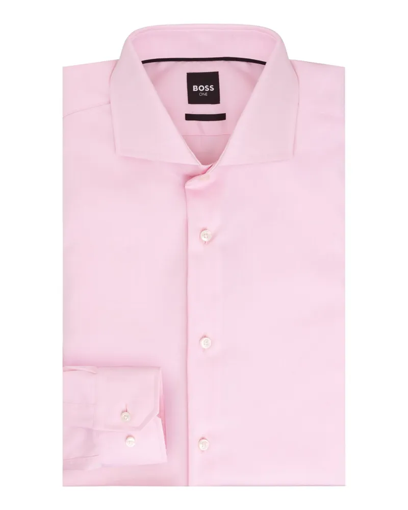 HUGO BOSS Knitterfreies Hemd mit Haifischkragen, Regular Fit in Rosenrot