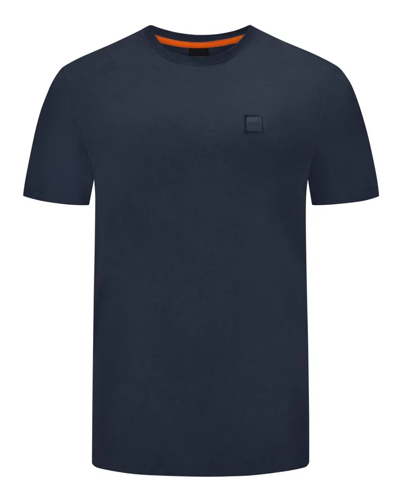 HUGO BOSS T-Shirt mit gummiertem Label-Print in Marine