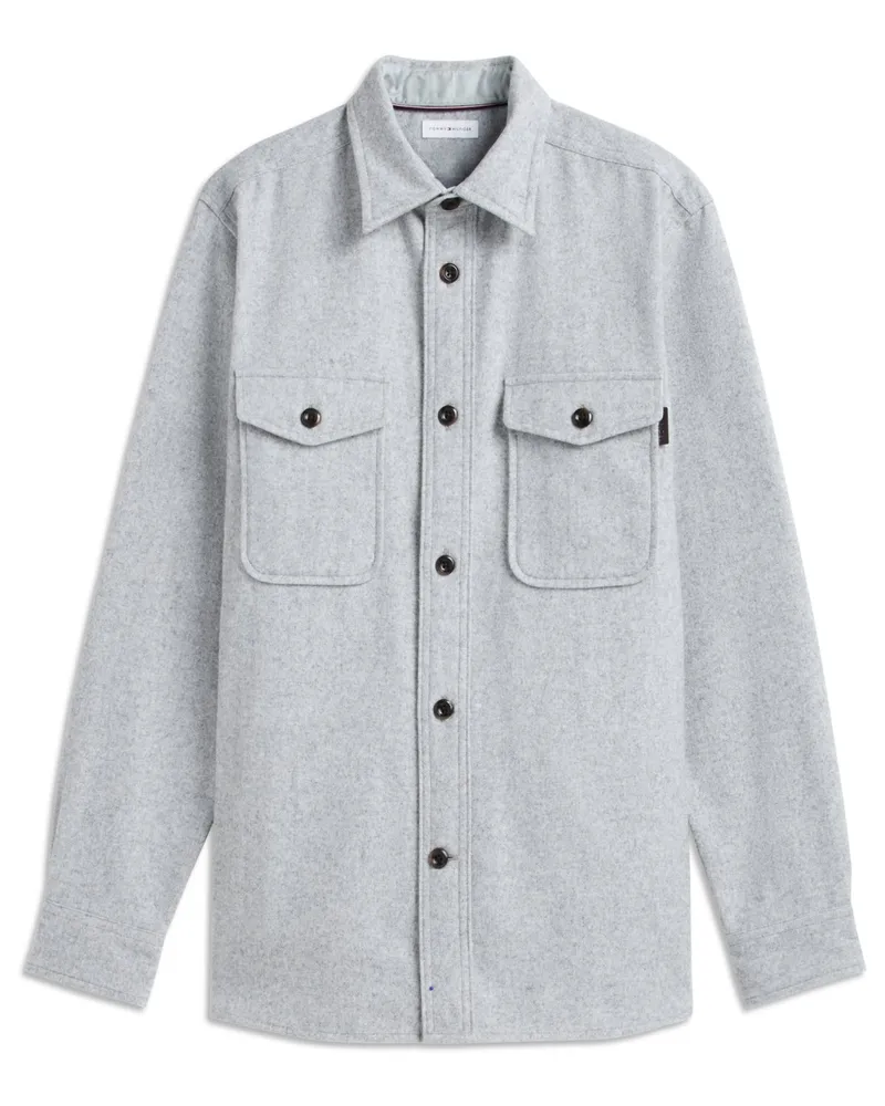 Tommy Hilfiger Flanell-Overshirt mit Brusttaschen, Classic Fit in Hellgrau