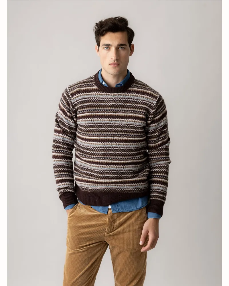 Mos Mosh Softer Rundhalspullover in Jacquard-Strick, Regular in Multicolor