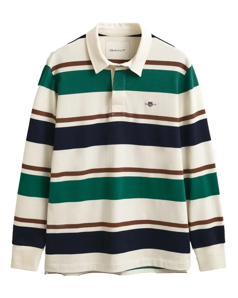 Gant Rugbyshirt aus Baumwolle mit Ringelstreifen in Offwhite