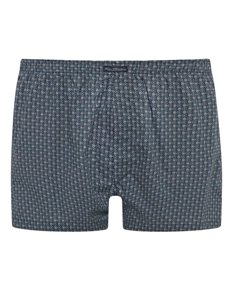 Tom Rusborg Gemusterte Boxershorts aus Baumwolle mit elastischem Bund in Schwarzblau