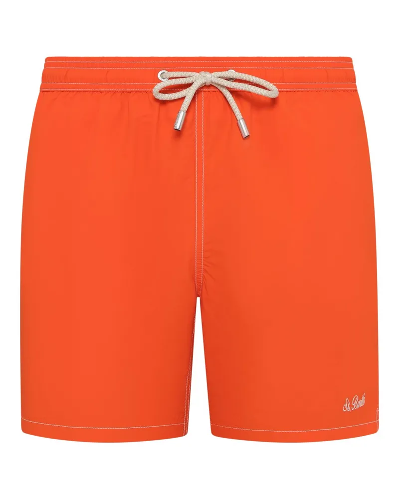 MC2 Saint Barth Glatte Bade-Bermudas mit Logo-Aufnäher in Orange
