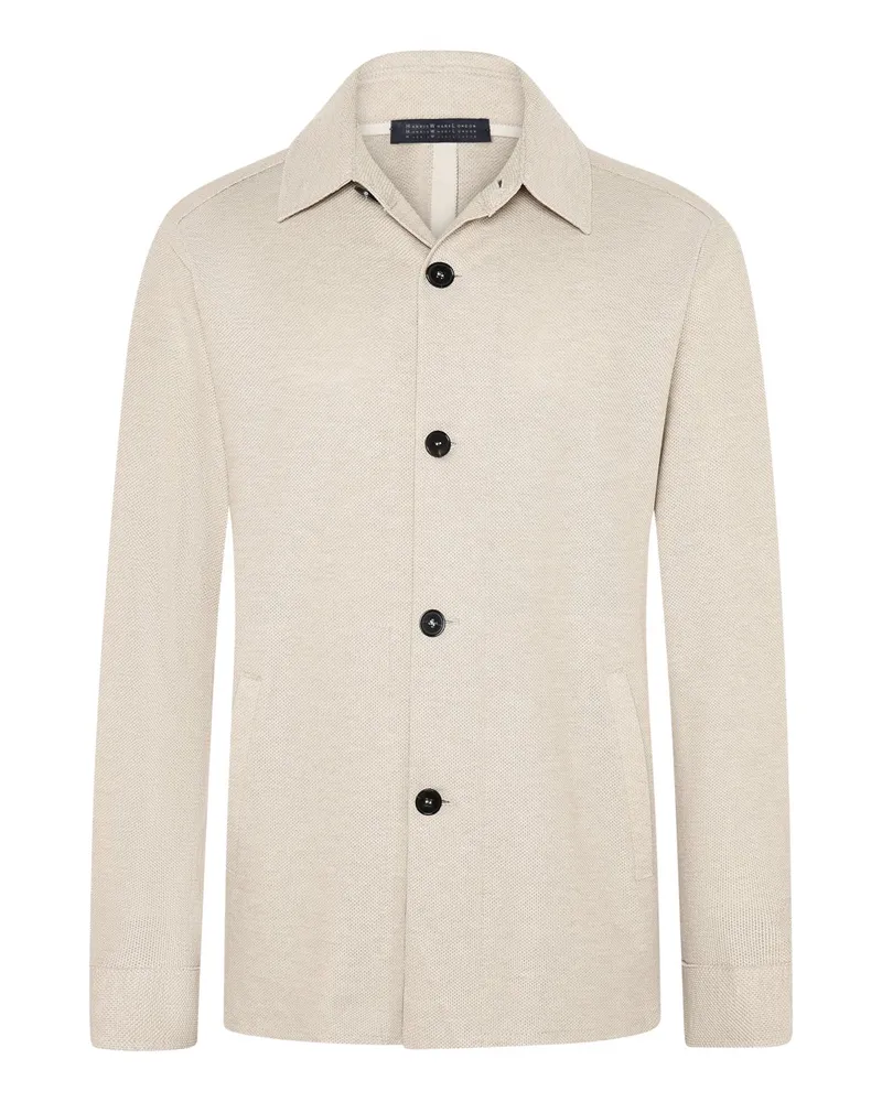 Harris Wharf London Strukturiertes Overshirt aus Baumwolle mit Umlegekragen in Beige