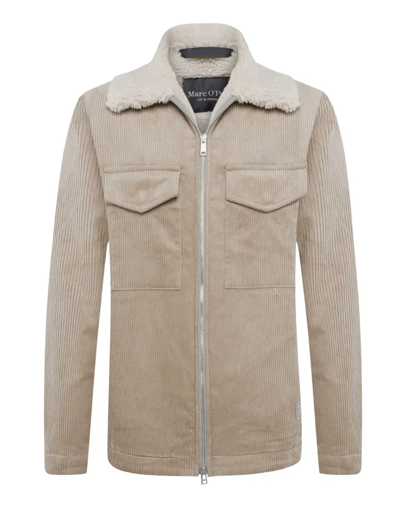 Marc O'Polo Cordjacke mit Zip und Teddyfell-Innenfutter in Beige