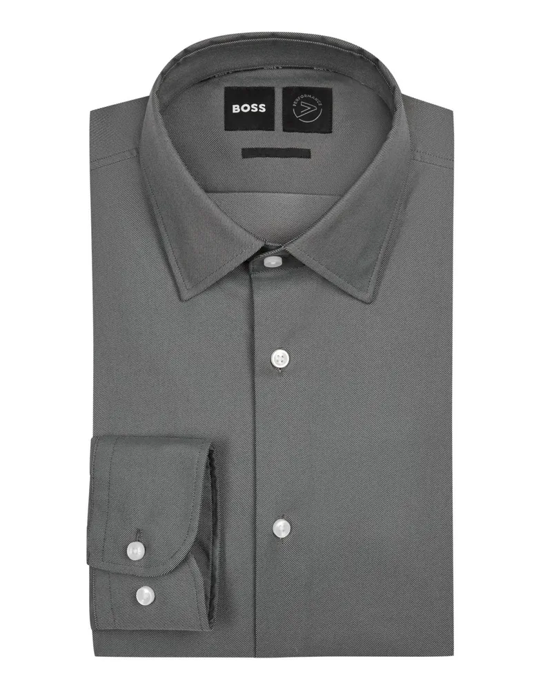 HUGO BOSS Twill-Hemd mit Performance-Stretch, Slim Fit in Schwarz