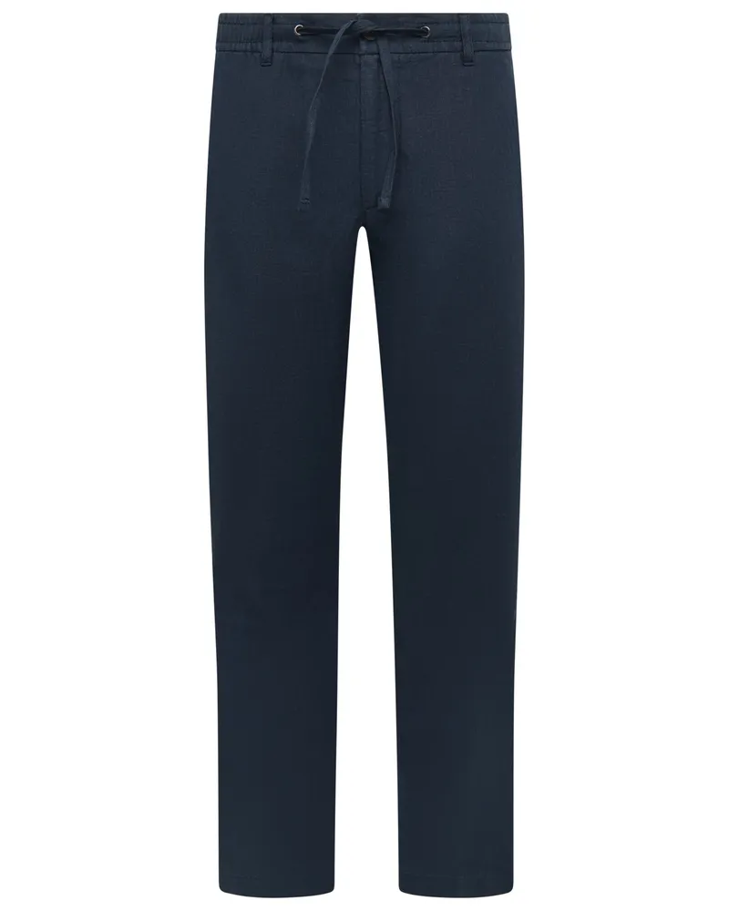 Tom Rusborg Leichte Leinenhose Jordi mit Dehnbund und Kordelzug in Marine