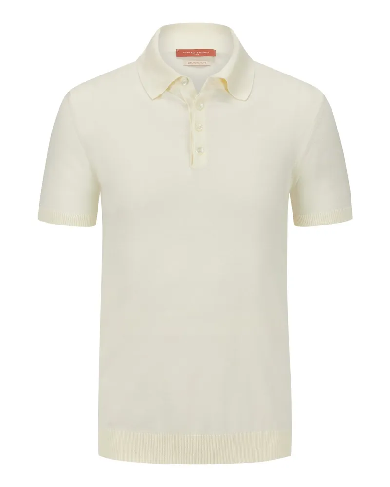 Daniele Fiesoli Softes Strick-Poloshirt aus Gizah-Baumwolle in Offwhite