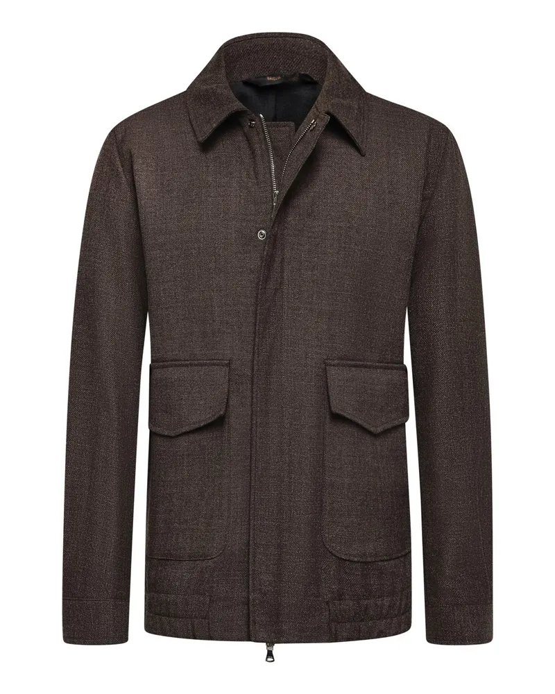Briglia 1949 Übergangsjacke in Twill-Struktur mit Umlegekragen in Braun