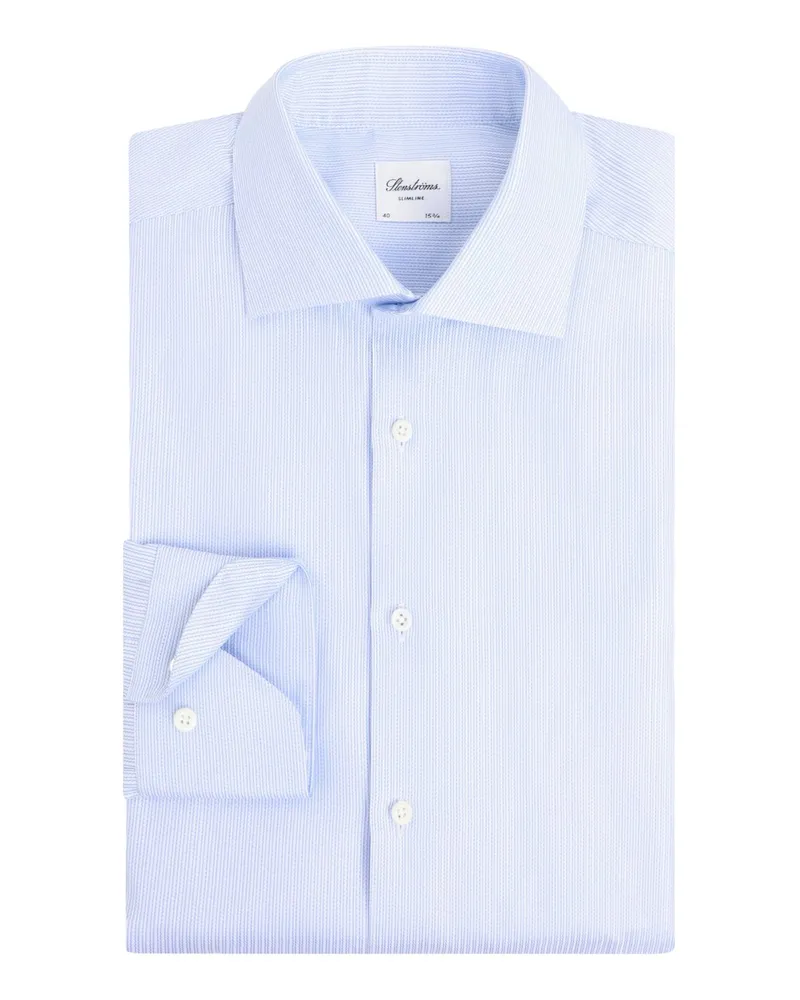 Stenströms Hemd mit Fineliner-Streifen aus Twofold Super Cotton, Slimline in Blau