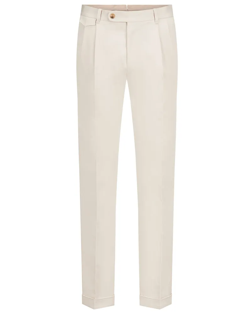 windsor. Chino mit Umschlag und doppelter Bundfalte, Shaped Fit Beige