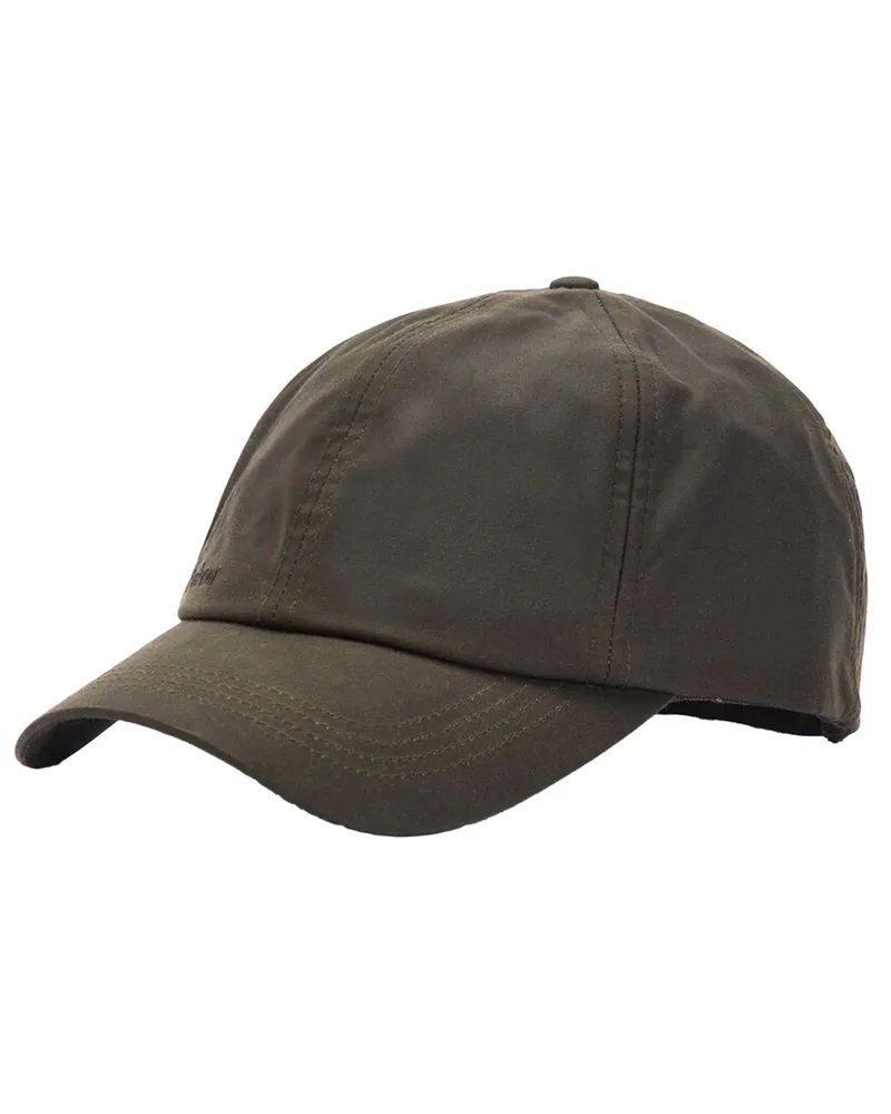 Barbour Unifarbene Cap aus gewachster Baumwolle mit kleiner Label-Stickerei in Oliv