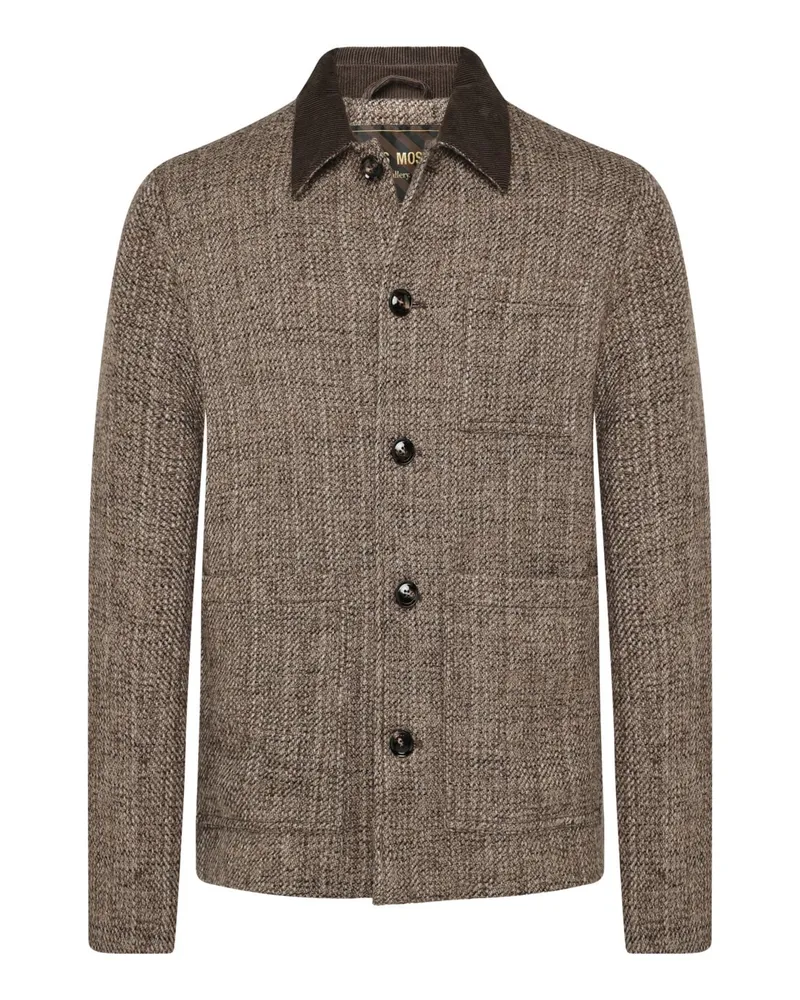 Mos Mosh Übergangsjacke in Tweed-Optik mit Coard-Kragen in Hellbraun