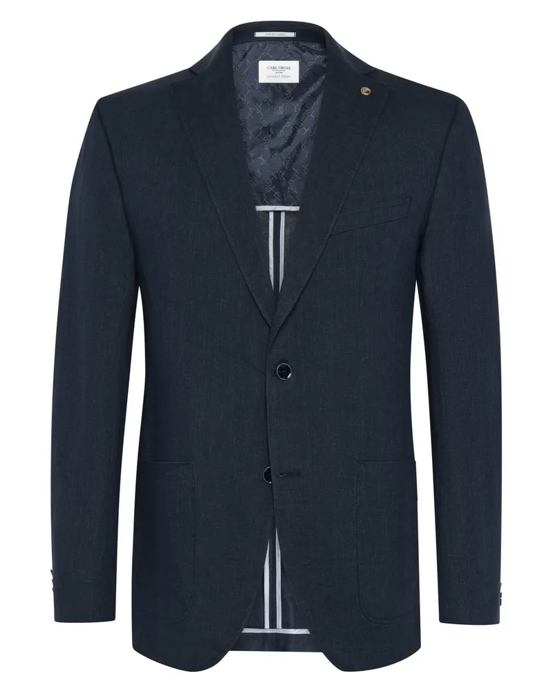 Carl Gross Teilgefüttertes Leinensakko, Modern Fit in Marine