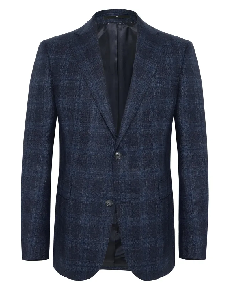 Dressler Einreiher-Sakko aus einem Seide-Schurwolle-Mix in Blau