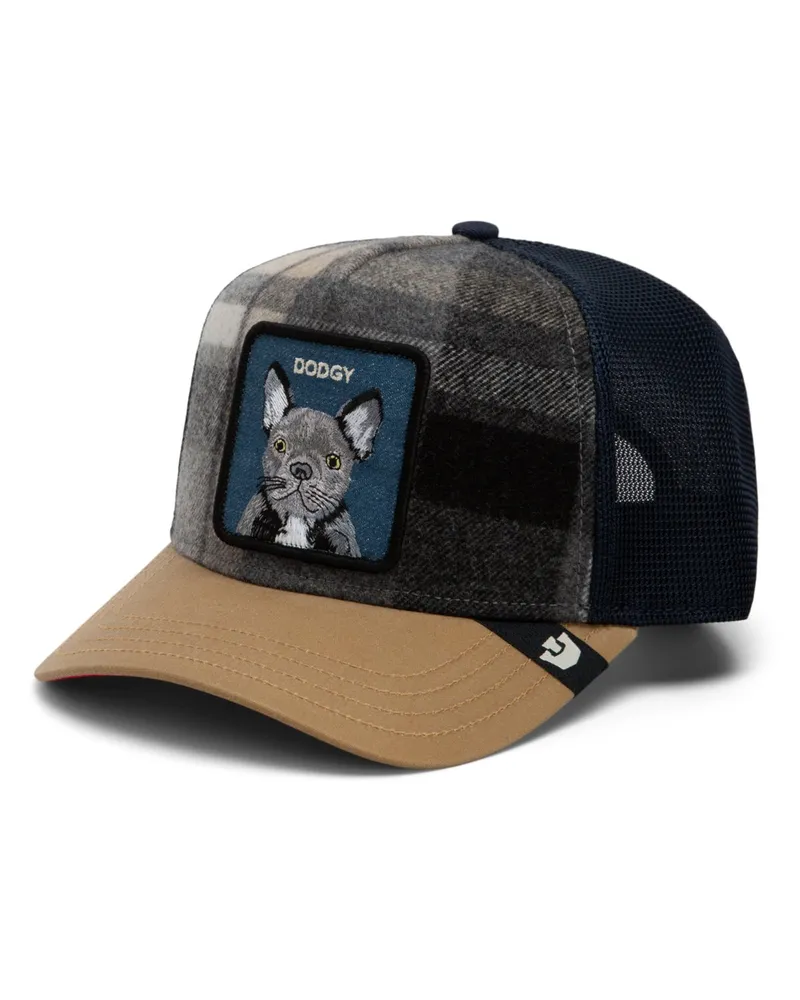 Goorin Bros. Cap mit Aufnäher und Check-Muster aus einem Material-Mix in Anthrazit