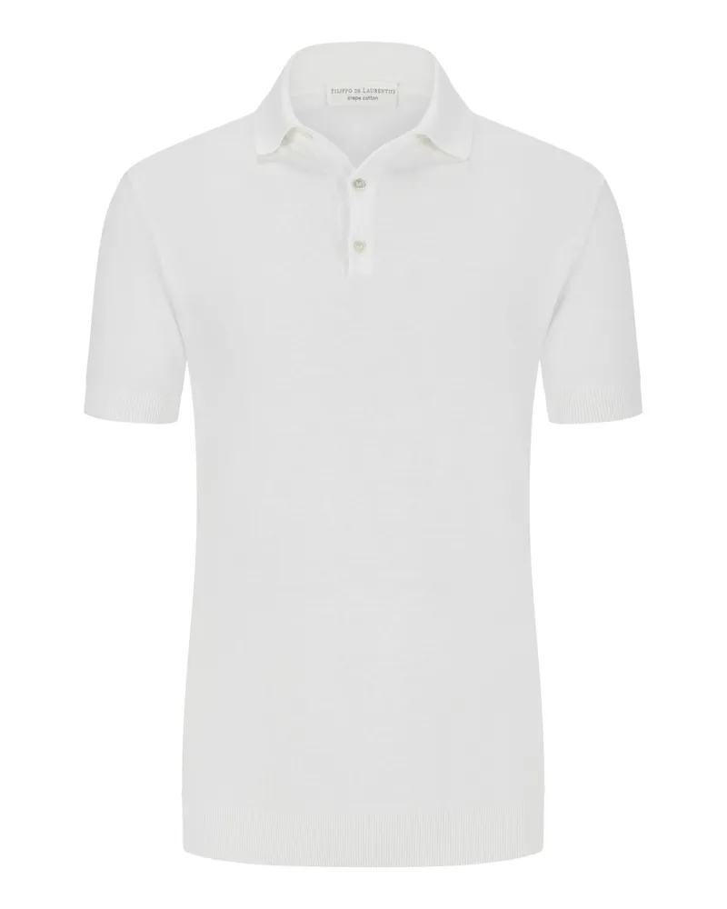 Filippo de Laurentiis Leichtes Strick-Poloshirt aus Crepe Cotton in Weiß