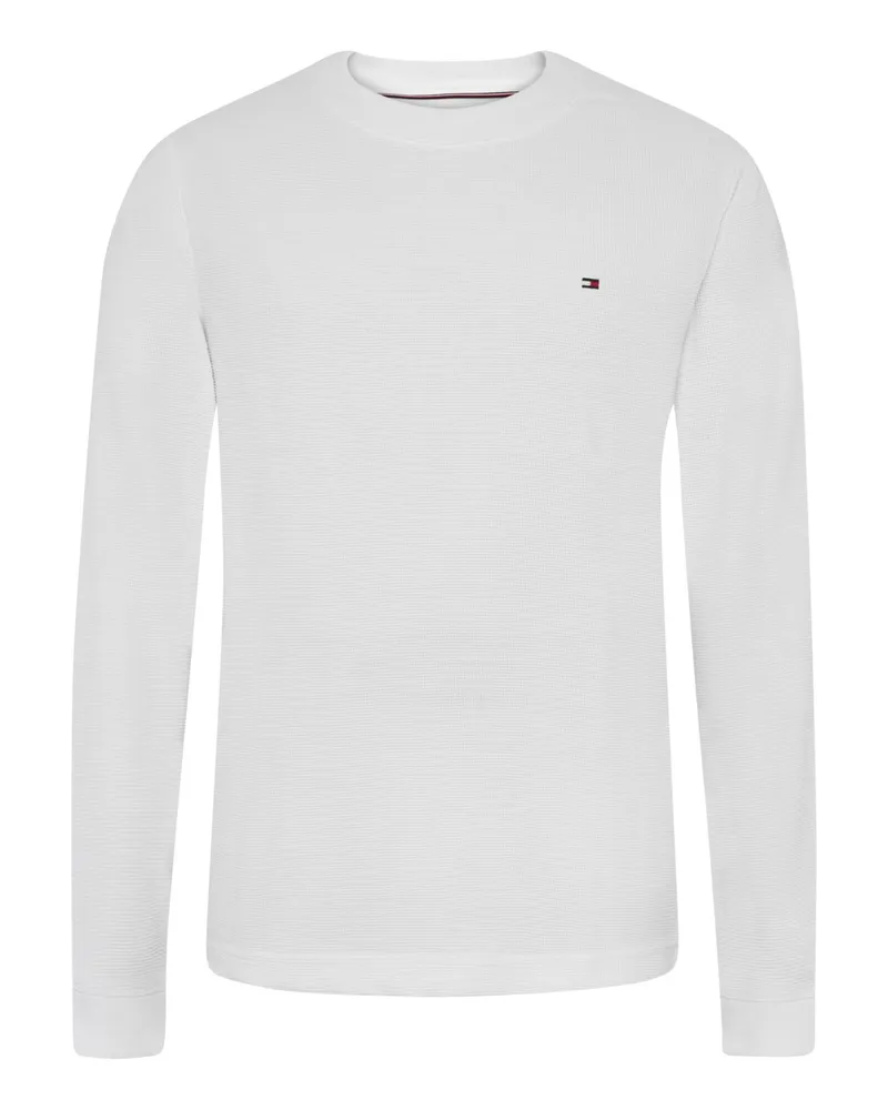 Tommy Hilfiger Longsleeve mit Waffelstruktur, Regular Fit in Weiß