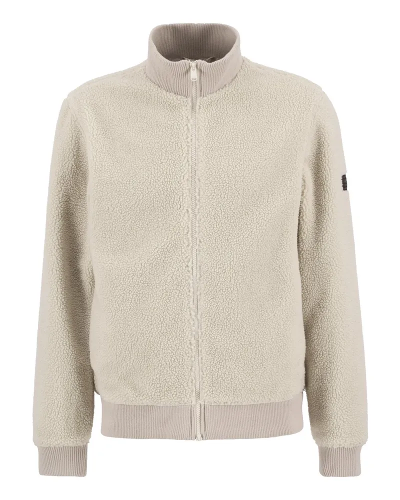 Barbour Fleecejacke Dinstone mit Logo-Emblem am Arm in Beige