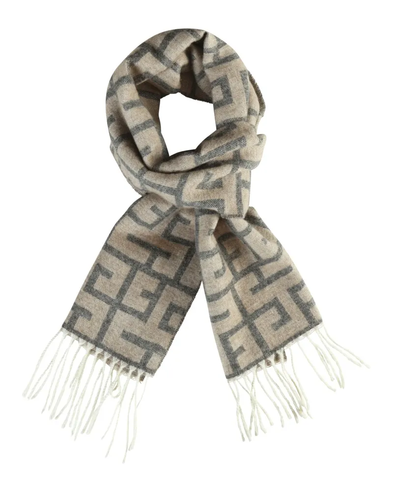 DANTE Softer Schal mit Kaschmir und geometrischem Muster in Beige