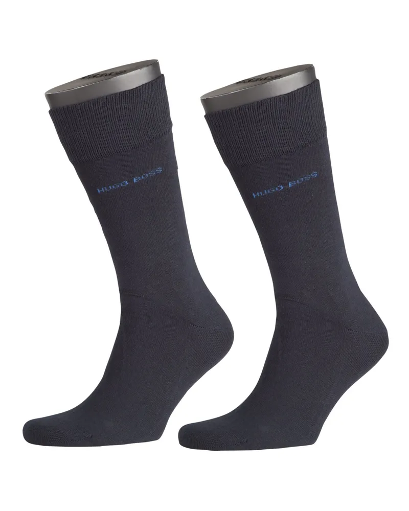 HUGO BOSS 2er Pack unifarbene Socken im Feinripp in Marine
