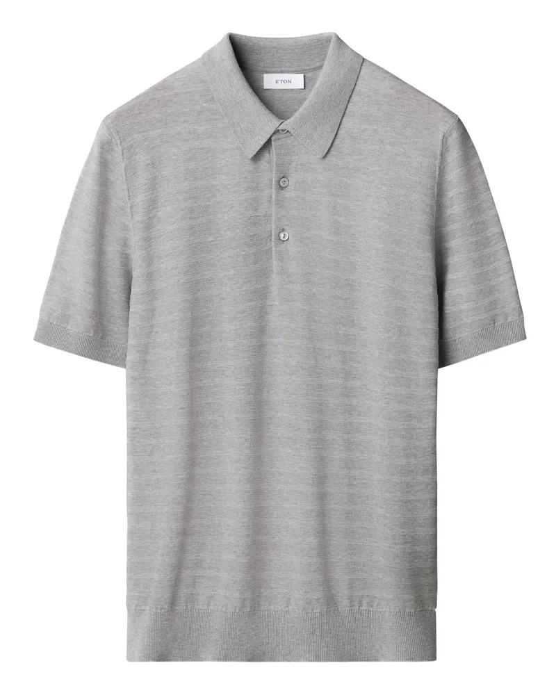 Eton Feintrick-Poloshirt mit horizontalen Streifen in Grau