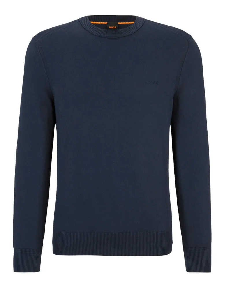 HUGO BOSS Leichter Strick-Pullover aus Baumwolle in Marine