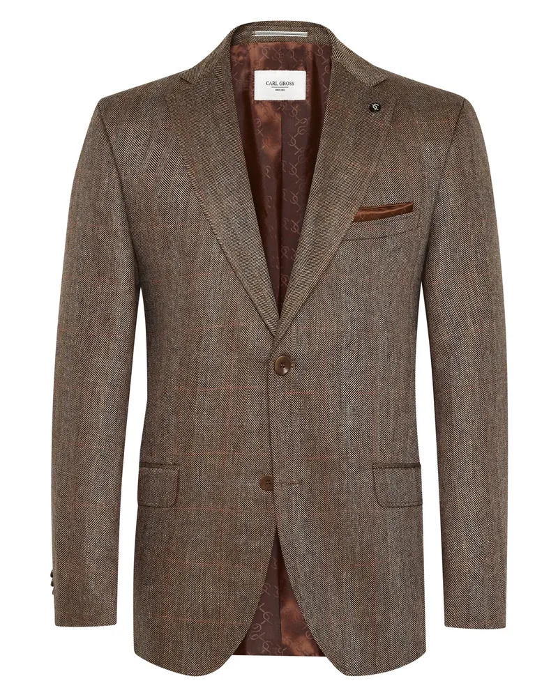 Carl Gross Softes Einreiher-Sakko Theo aus Seide mit fallendem Revers in Braun