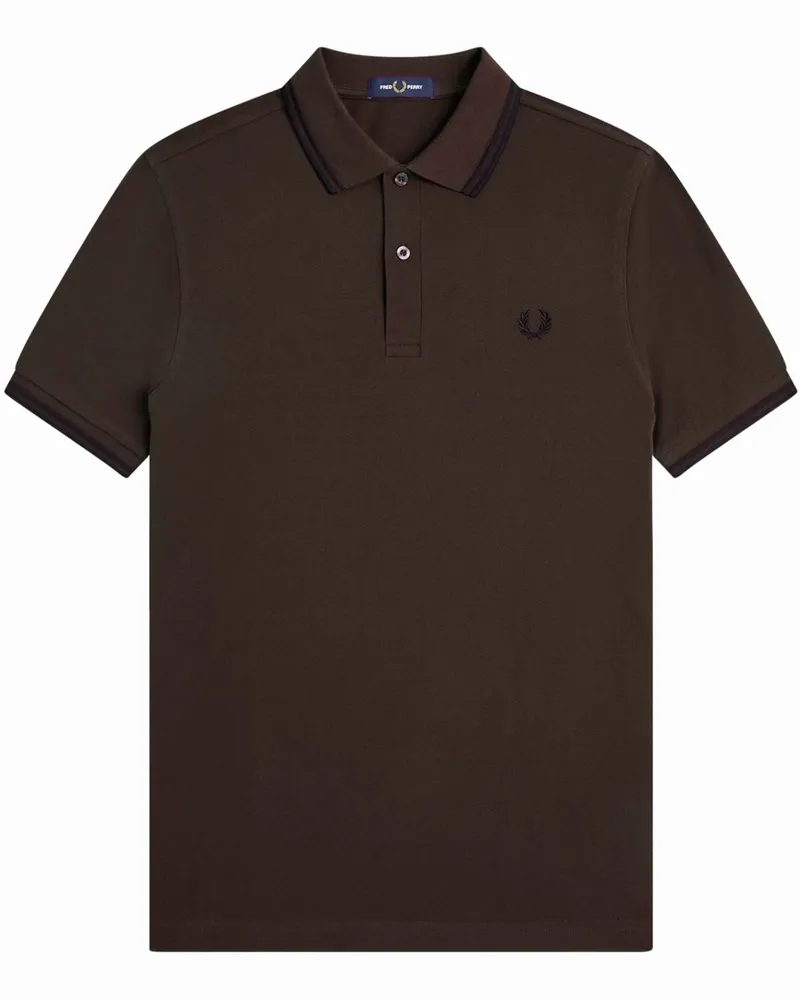 Fred Perry Piqué-Poloshirt aus Baumwolle mit Kontrastbündchen in Braun