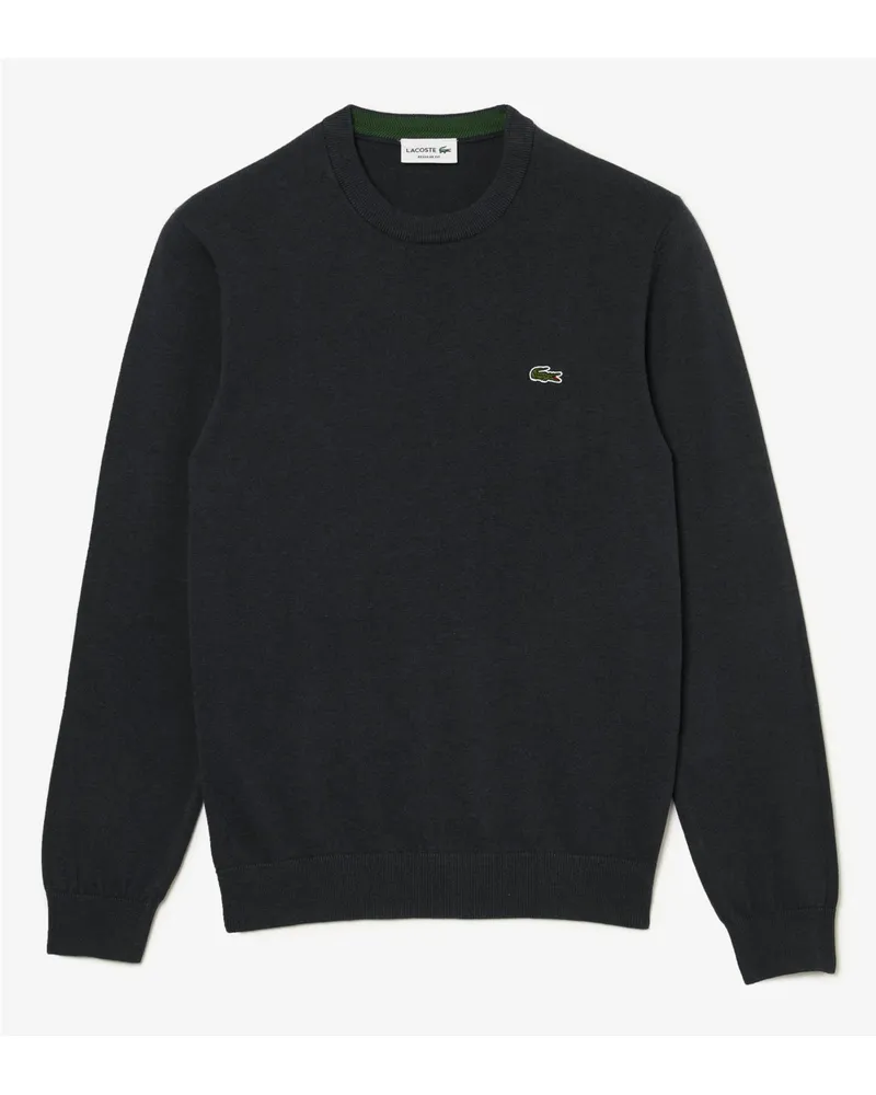 Lacoste Strick-Pullover mit Logo-Aufnäher, Regular Fit in Schwarz