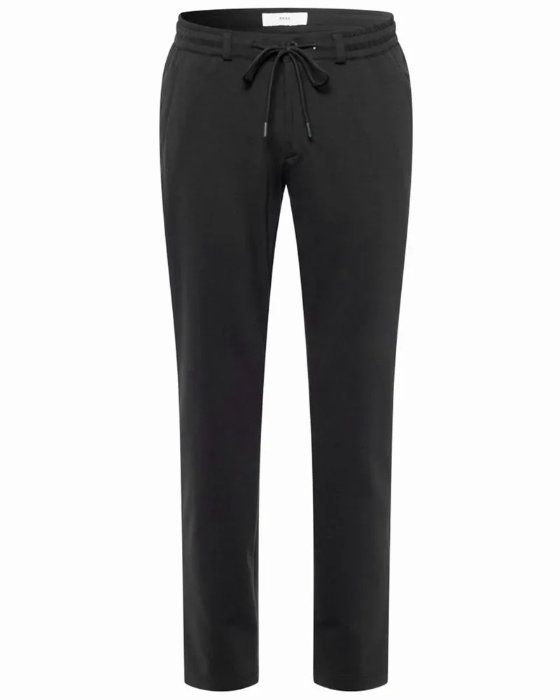 Brax Jersey-Hose Phil mit Dehnbund und Tunnelzug, Cropped Fit in Schwarz