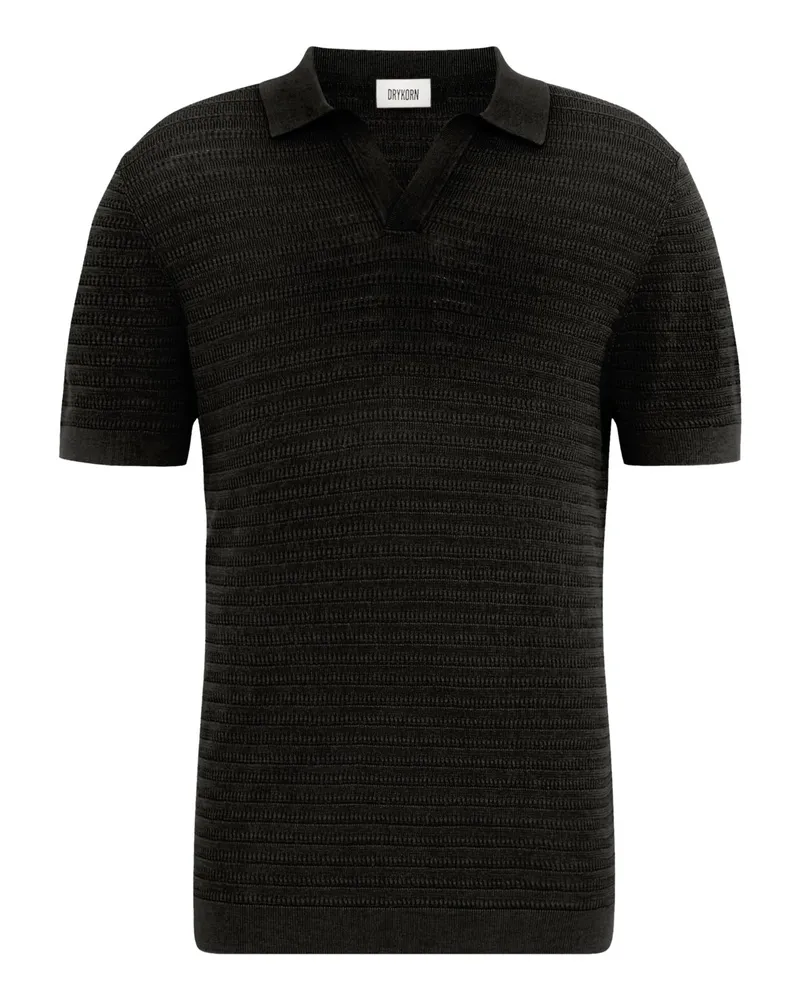 Drykorn Sommerliches Strick-Poloshirt mit Variokragen in Schwarz