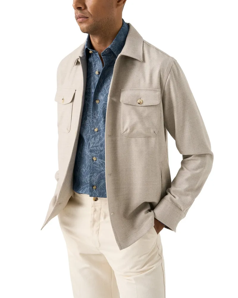 Eton Leichtes Overshirt aus Wolle und Kaschmir in Beige