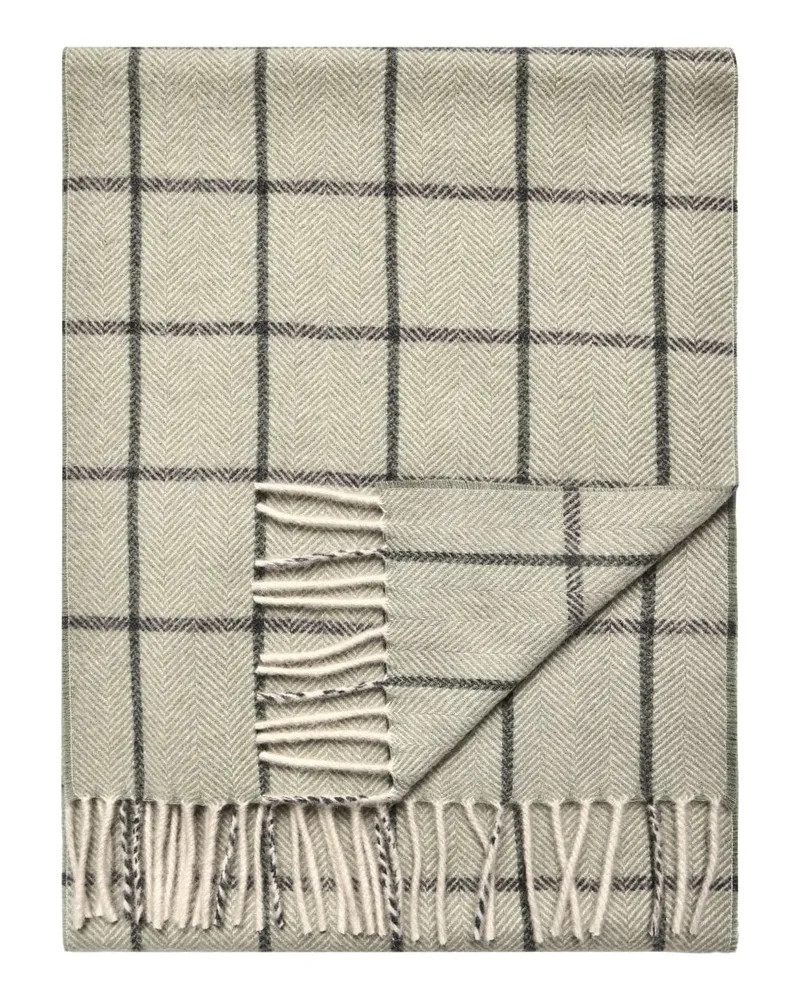 DANTE Softer Kaschmirschal mit Karomuster und Fransenabschlüssen in Beige