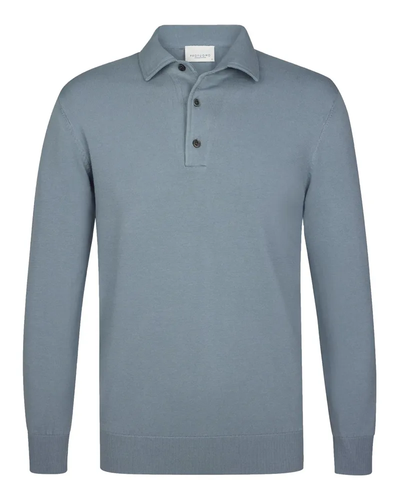 Profuomo Langarm Strick-Poloshirt mit Tencel™ in Graublau