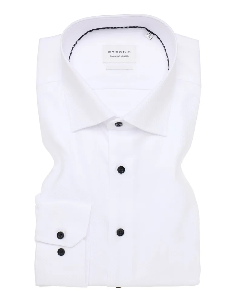 Eterna Strukturiertes Baumwollhemd mit Muster, Modern Fit in Weiß
