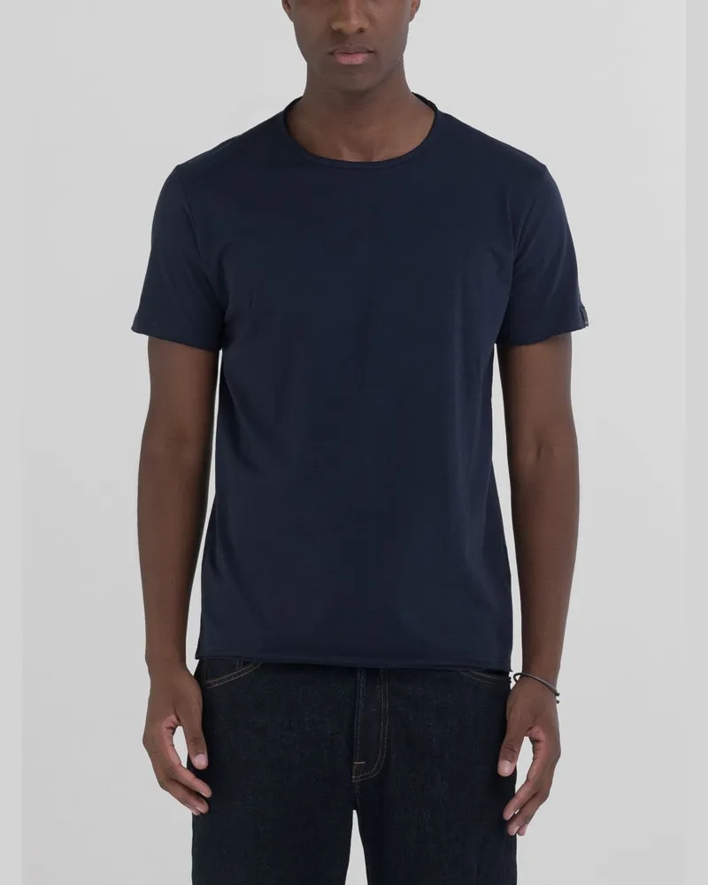 Replay T-Shirt mit Rundhals aus leichtem Baumwolljersey in Marine