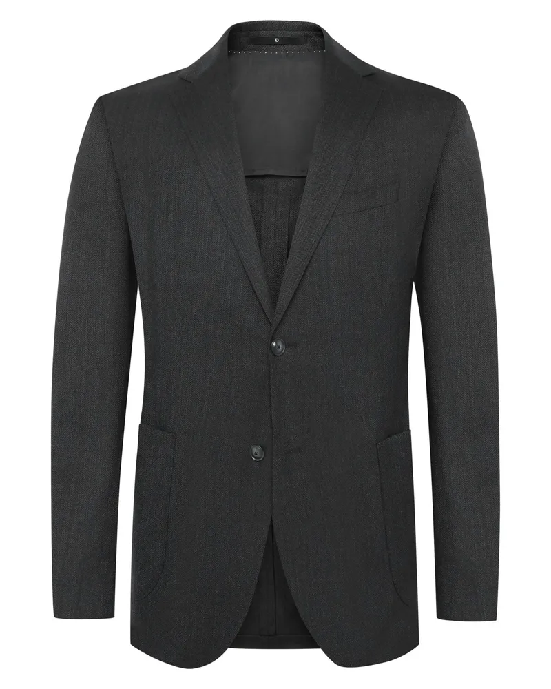 Dressler Sakko aus Wolle und Stretch mit Fischgrät-Muster, Regular Fit in Anthrazit