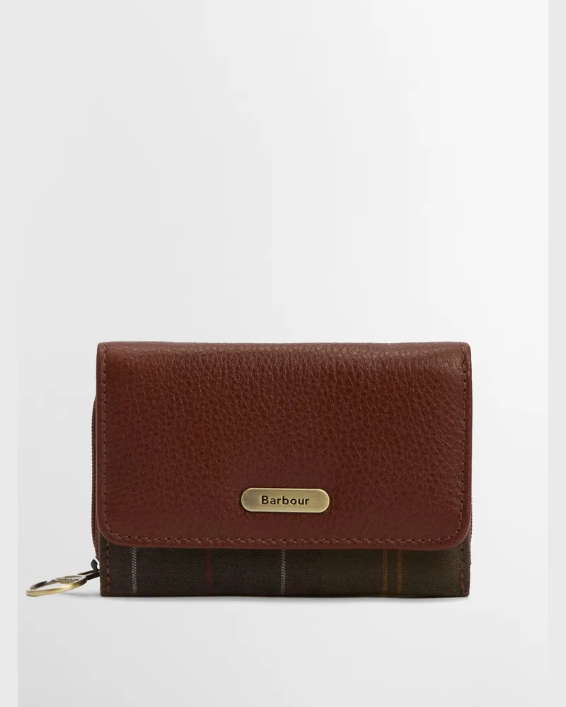 Barbour Gekdbeutel aus Leder mit Tartanmuster in Braun