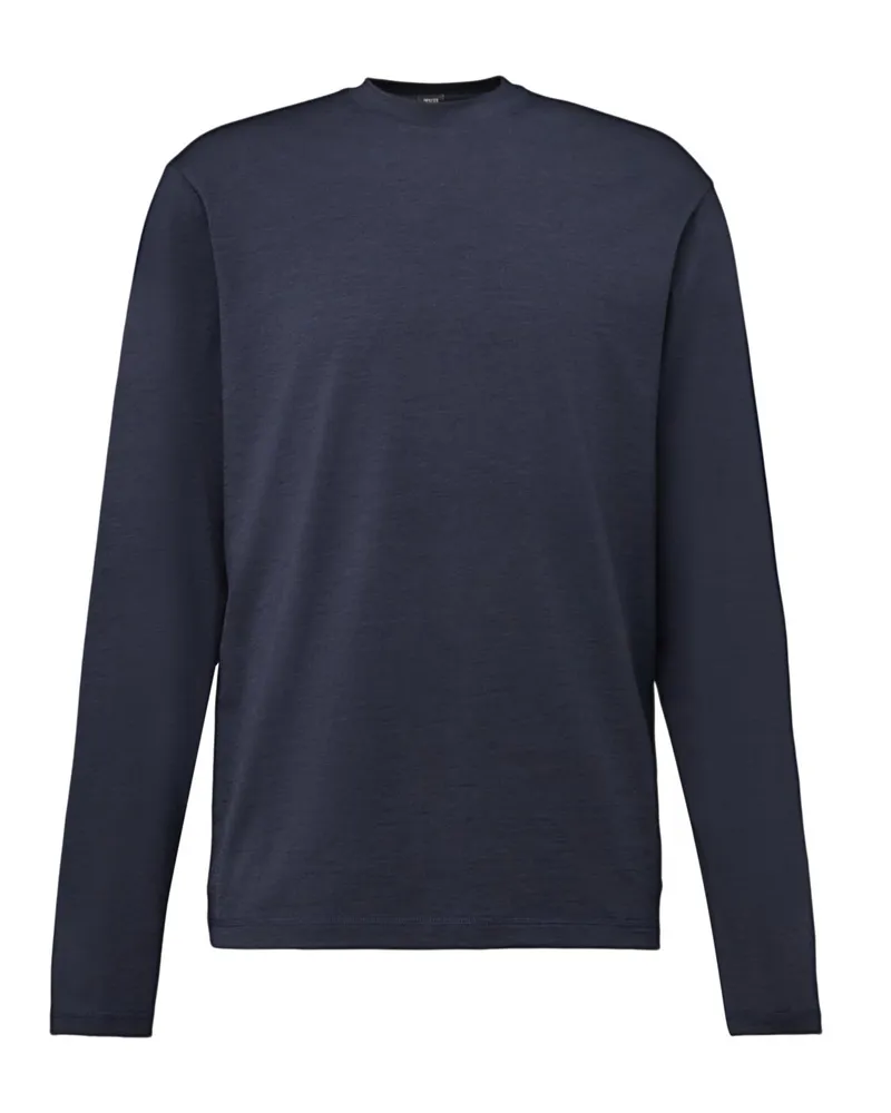 Drykorn Leichtes Longsleeve aus einem Woll-Stretch-Mix in Marine