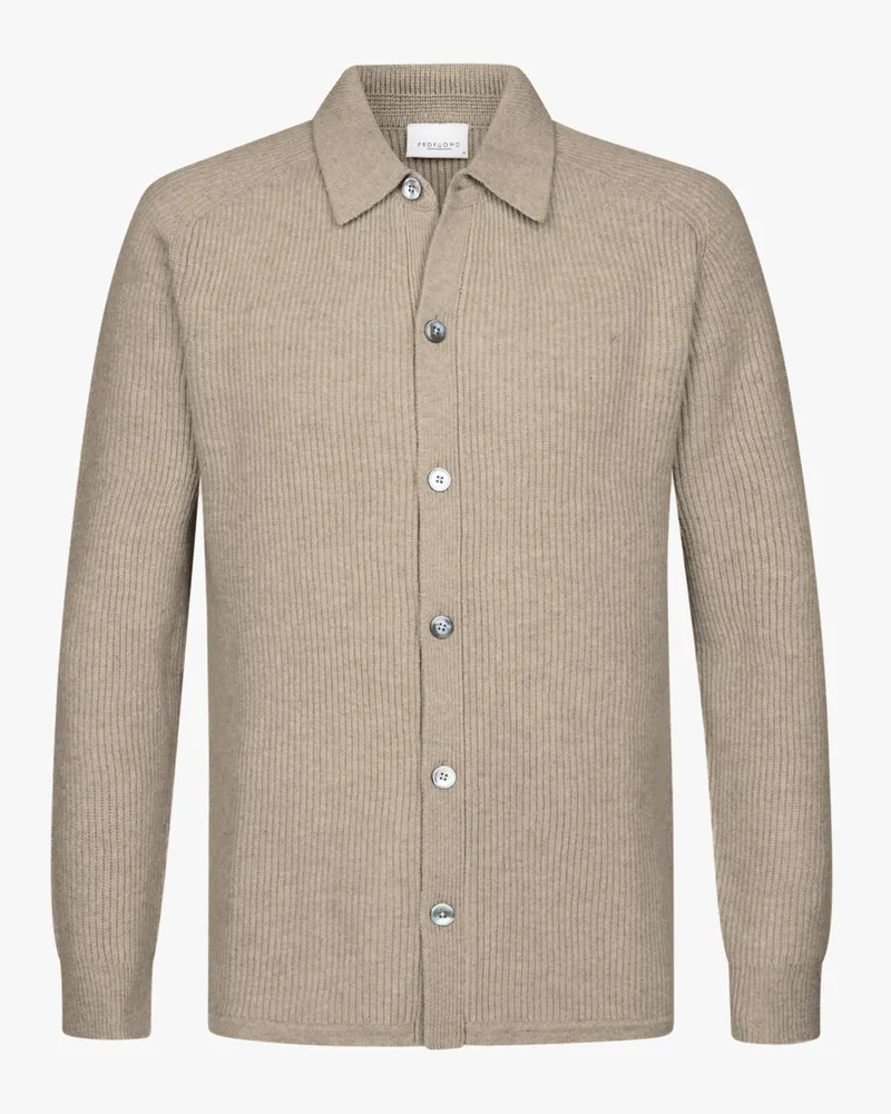 Profuomo Cardigan mit Knopfleiste und Umlegekragen in Beige